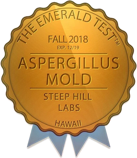 The Emerald Test badge: Aspergillus Mold, Fall 2018, Steep Hill Labs