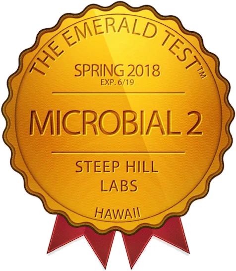 The Emerald Test badge: Microbial 2, Spring 2018, Steep Hill Labs