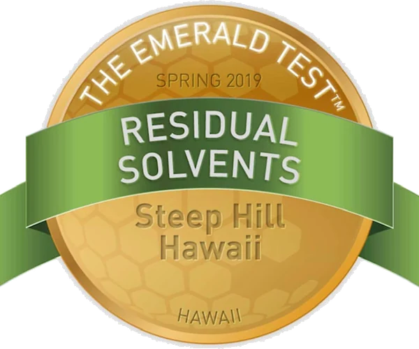 The Emerald Test badge: Residual Solvents, Spring 2019, Steep Hill Hawaii