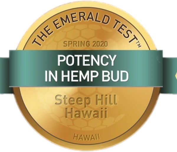 The Emerald Test badge: Potency in Hemp Bud, Spring 2020, Steep Hill Hawaii