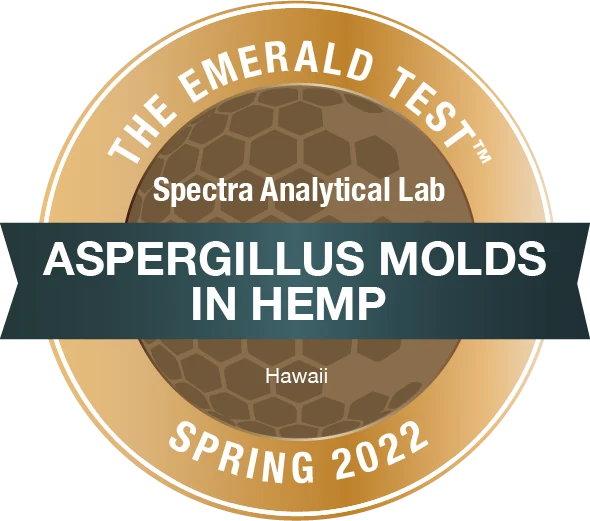 The Emerald Test badge: Aspergillus Molds in Hemp, Spring 2022, Spectra Analytical Lab