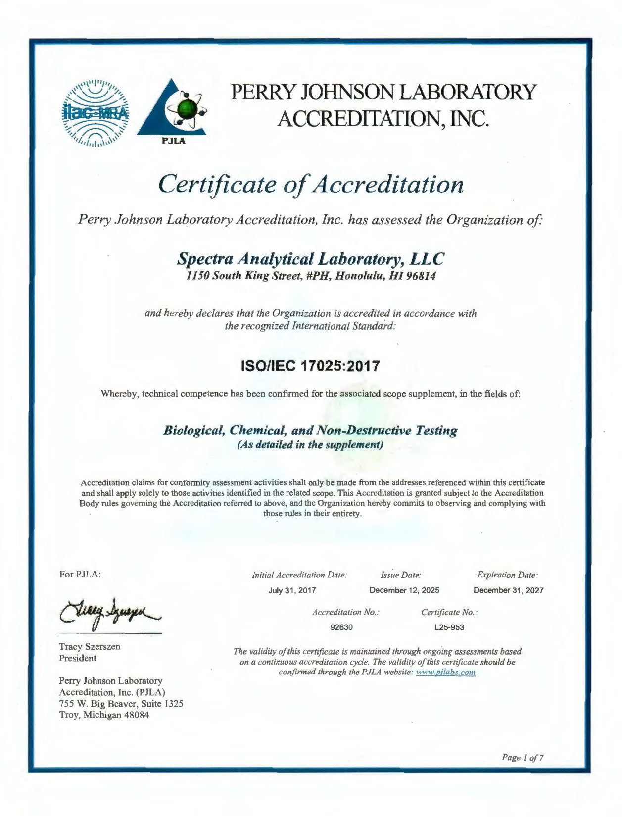 PJLA ISO/IEC 17025:2017 accreditation, page 5