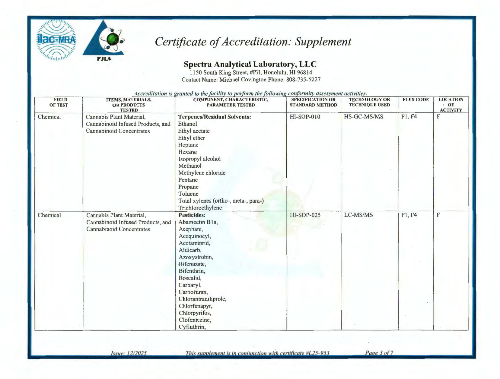 PJLA ISO/IEC 17025:2017 accreditation, page 9