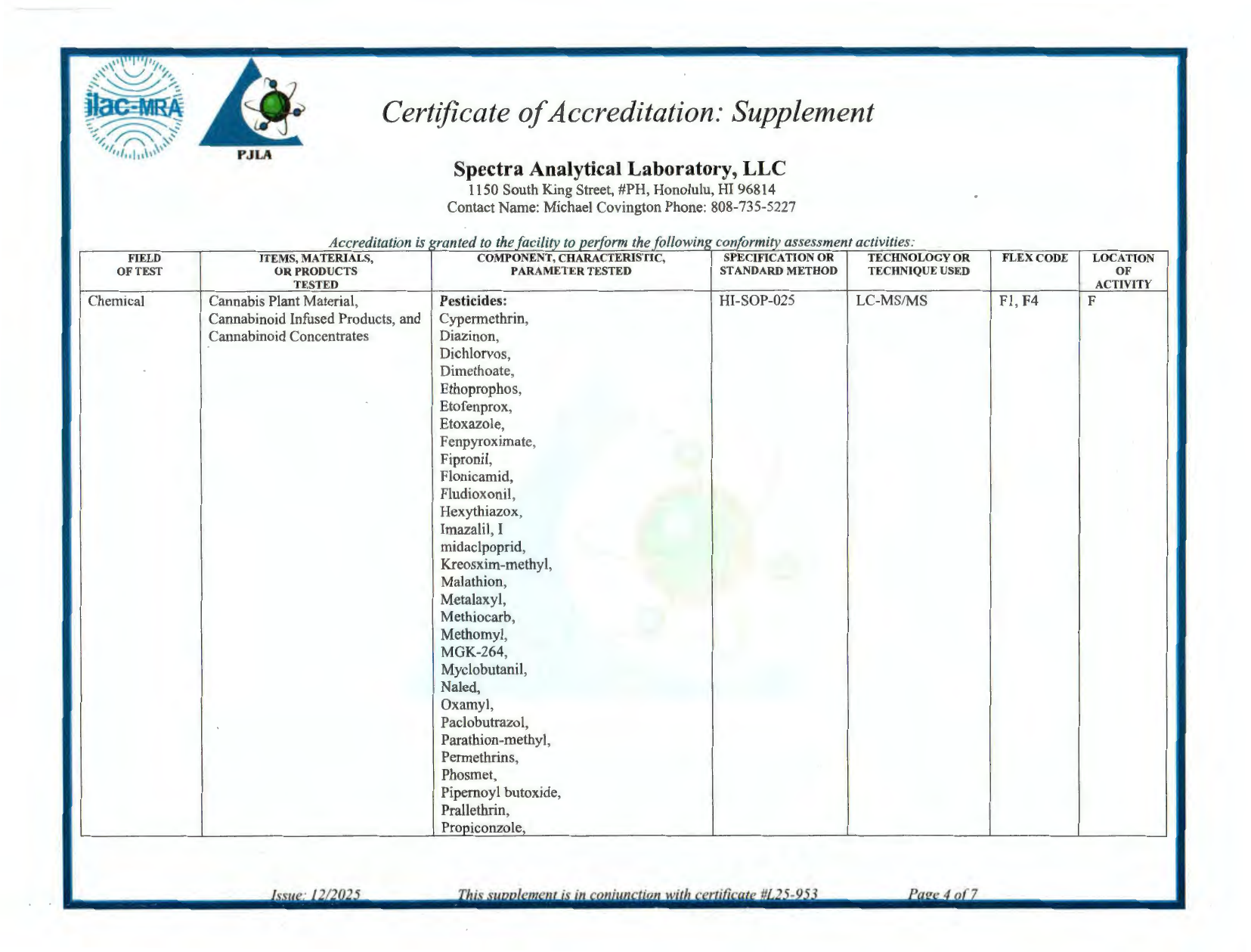 PJLA ISO/IEC 17025:2017 accreditation, page 10